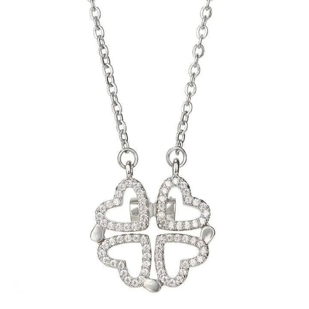 The 4-Leaf Clover Heart Necklace (with Zirconia Crystals