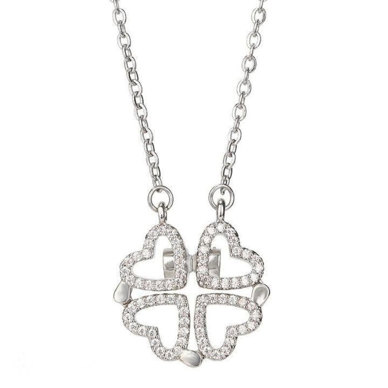 The 4-Leaf Clover Heart Necklace (with Zirconia Crystals) - BGCOPPER