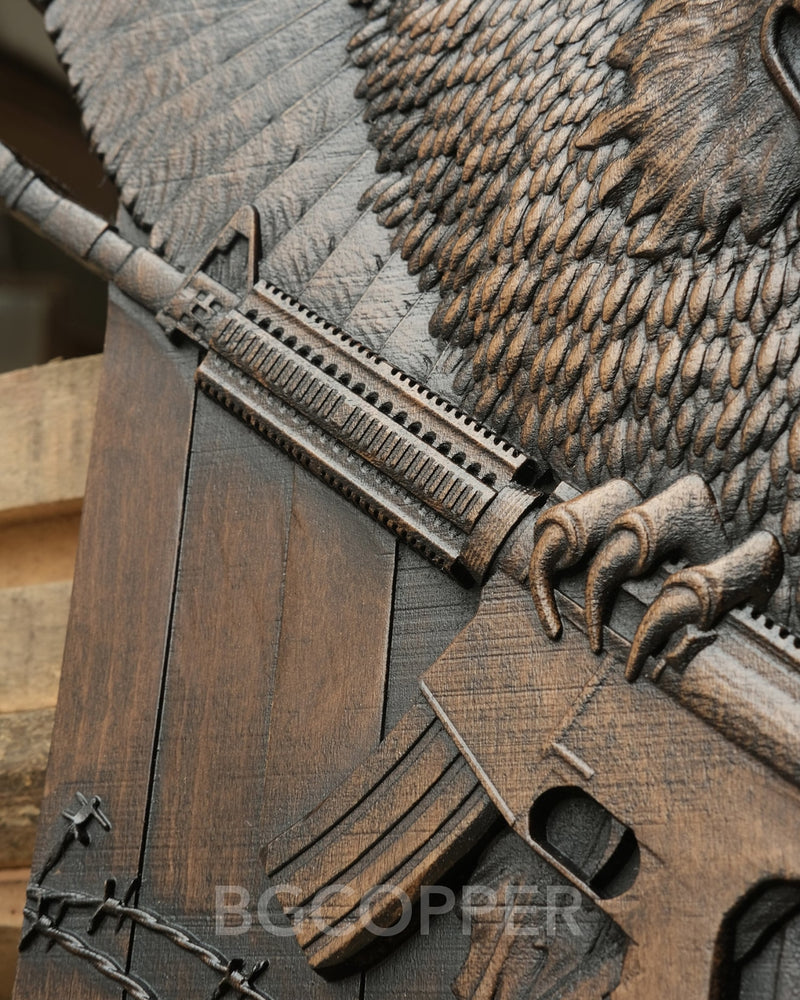 Solid Wood Carvings Decor, Commemorating the Second Amendment