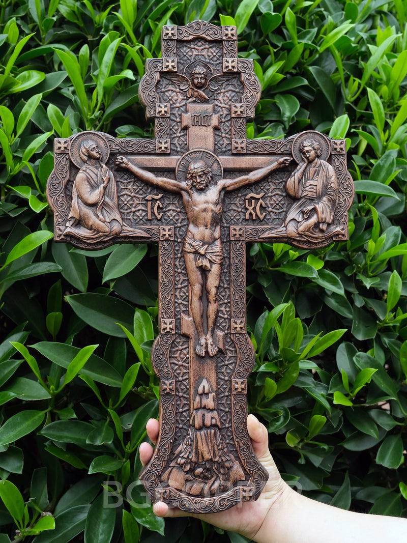 Bgcopper Holz orthodoxe religiöse geschnitzte Kruzifix-Geschnitzt aus Naturholz