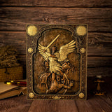 Archangel Michael natural solid wood religious wood carving - The Holy Sword Slays Demons