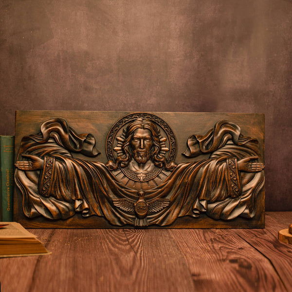 22.75" Jesus Christ, Holy Spirit  Wood Carved