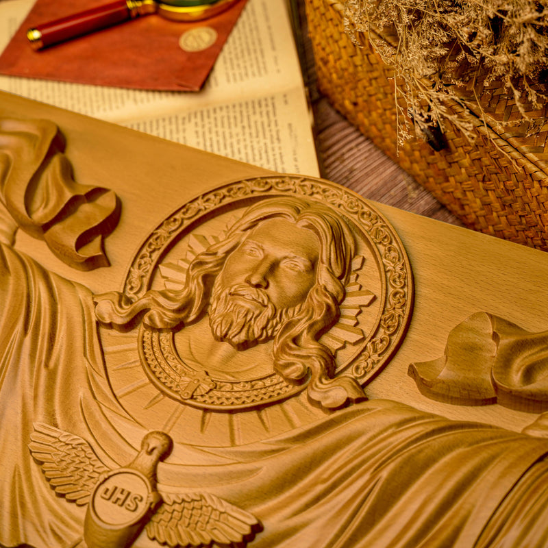 22.75" Jesus Christ, Holy Spirit  Wood Carved