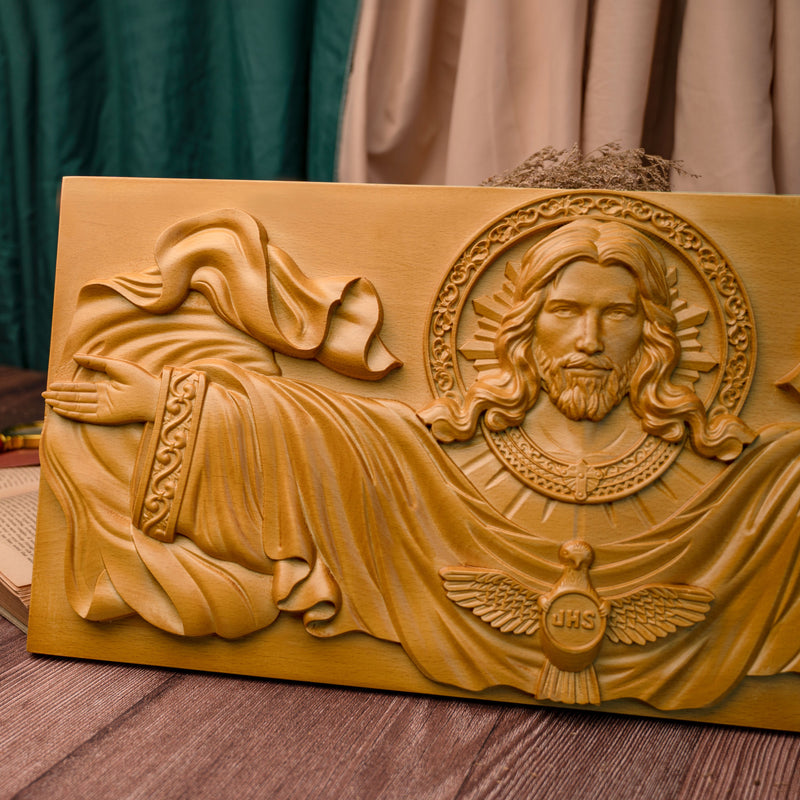 22.75" Jesus Christ, Holy Spirit  Wood Carved