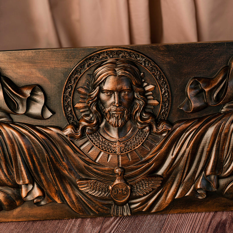 22.75" Jesus Christ, Holy Spirit  Wood Carved