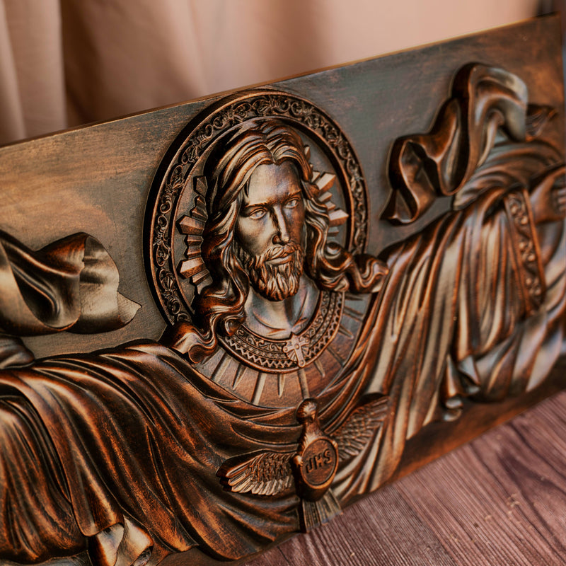 22.75" Jesus Christ, Holy Spirit  Wood Carved