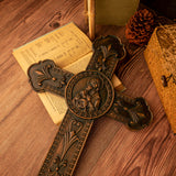 Wooden crucifix of the Virgin, Virgin Mary, Baby Jesus, religious wooden icon, wall crucifix, wall decoration