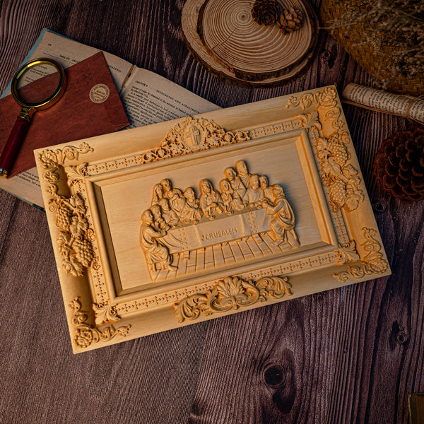 Limited: Southern European boxwood Jesus Last Supper - Religious Vatican Christian Wall Art Sculpture