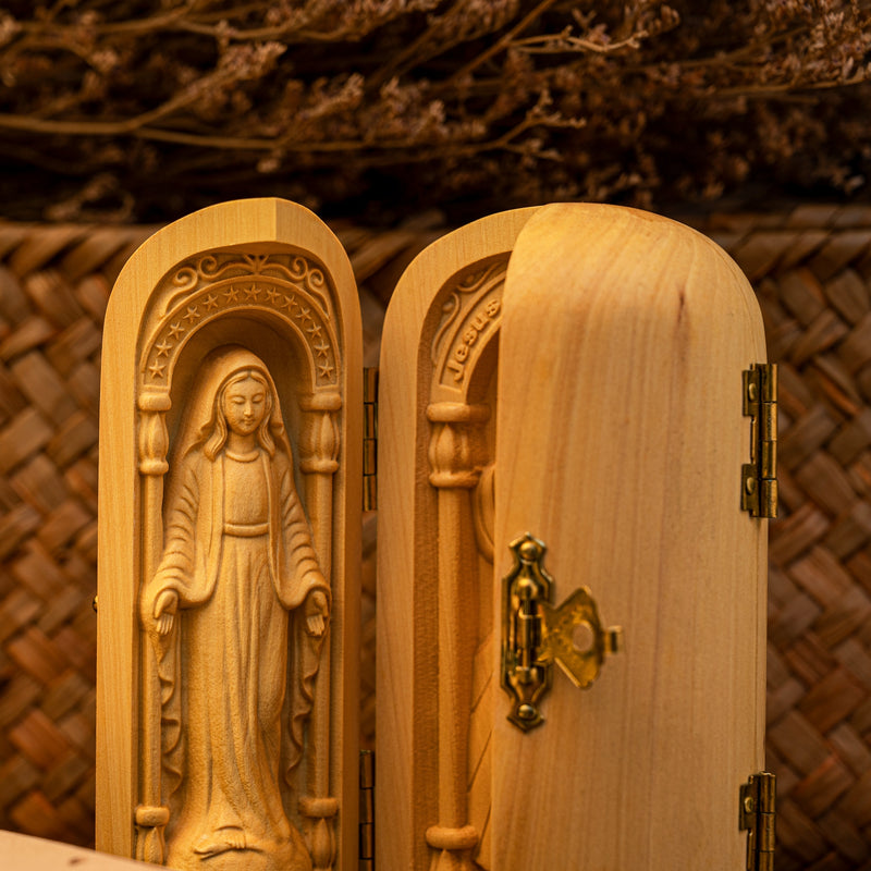 Hand-carved Portable Church - Mini Christian Altar