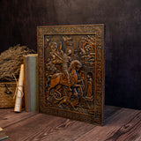 Heiliger Georg und der Drache Holz geschnitzt - religiöse Wanddekoration Ikone christliches Geschenk für Männer