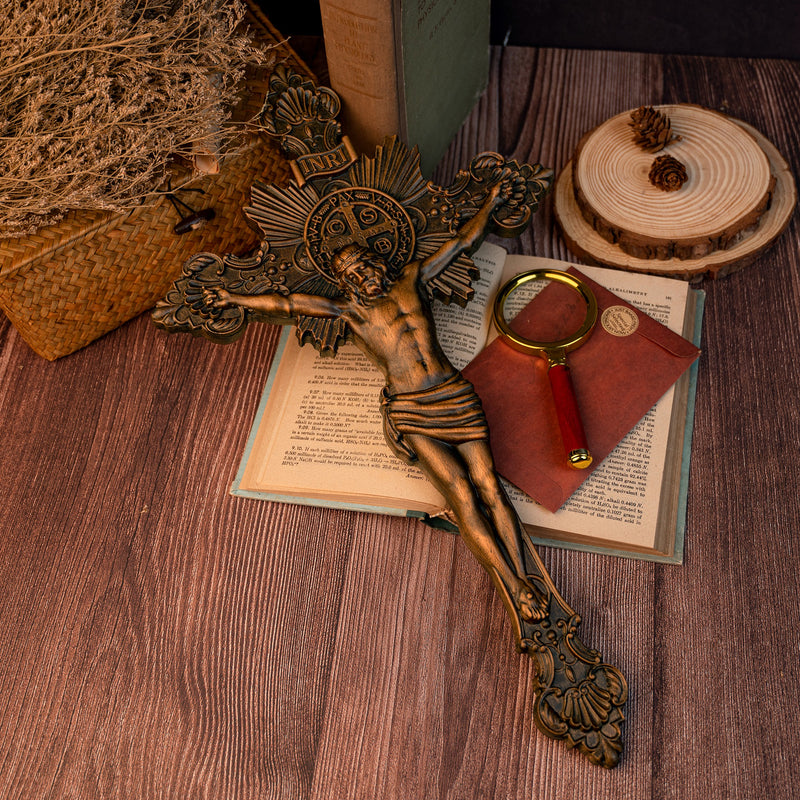 St. Benedict Exorcism Cross wood carved - Bless you and your family