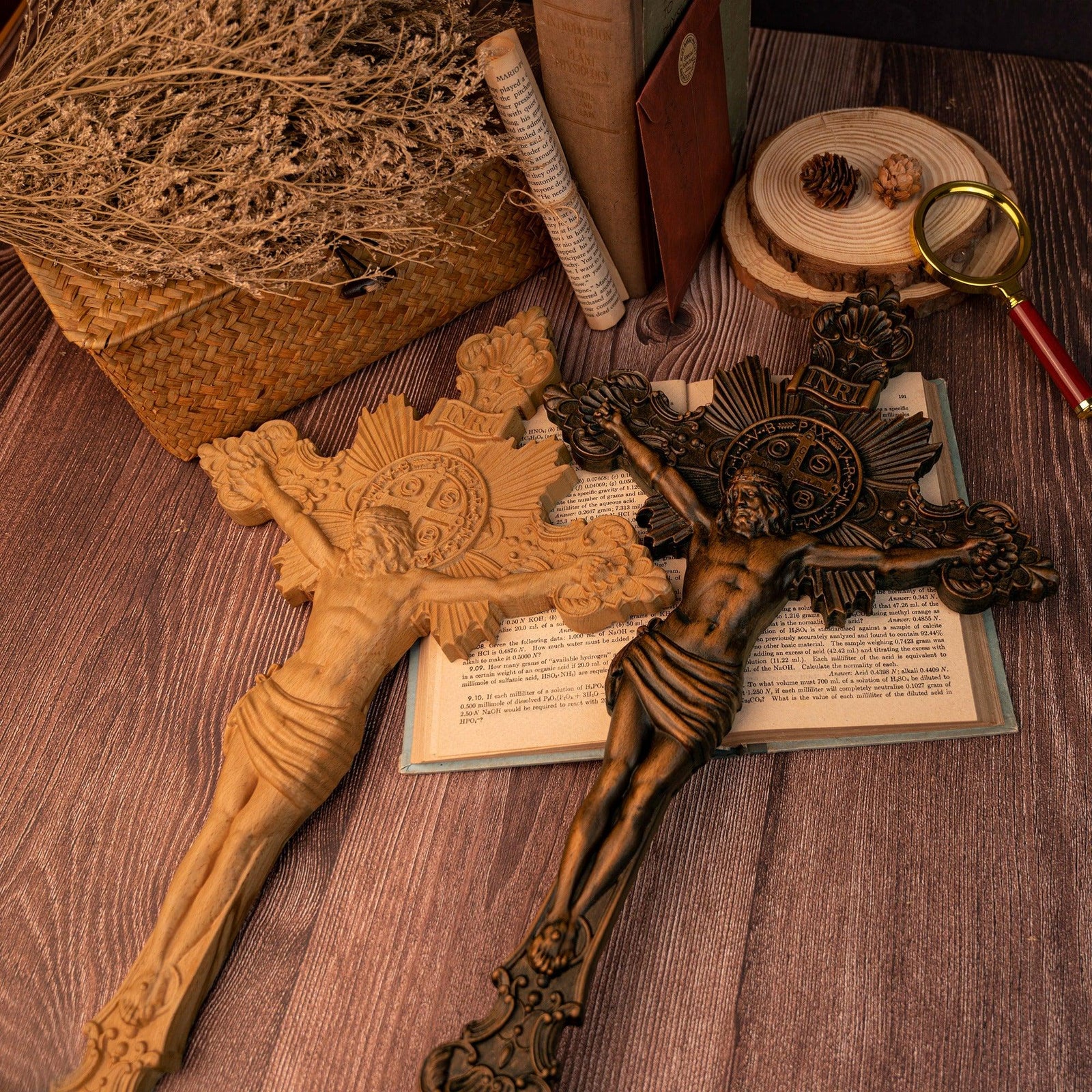 St. Benedict Exorcism Cross wood carved - Bless you and your