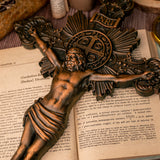 St. Benedict Exorcism Cross wood carved - Bless you and your family