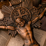 St. Benedict Exorcism Cross wood carved - Bless you and your family