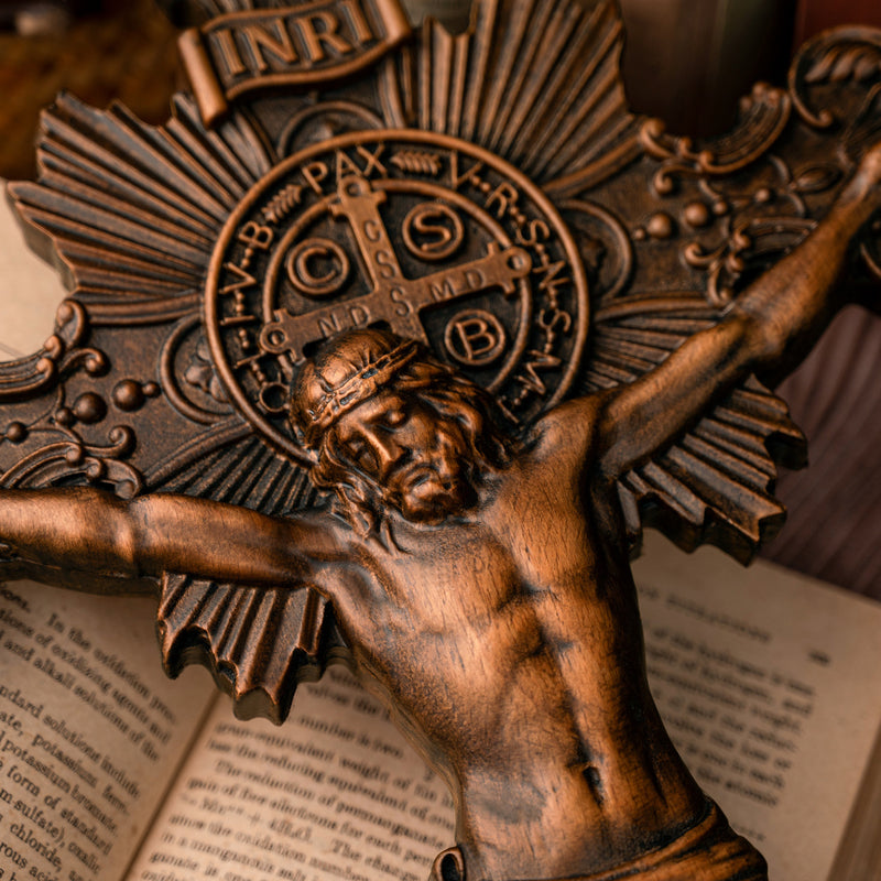 St. Benedict Exorcism Cross wood carved - Bless you and your family