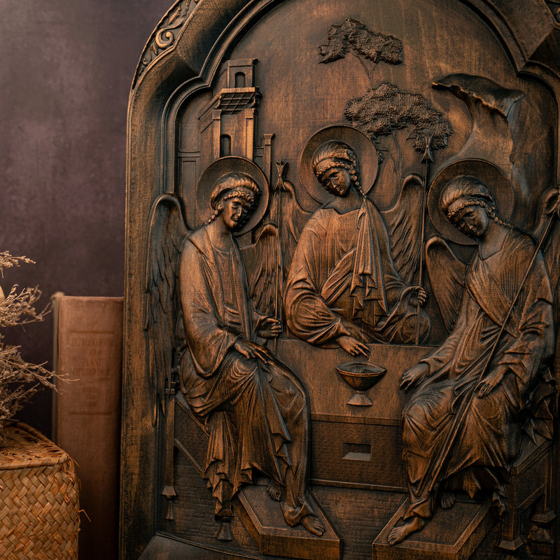 Orthodox Icon Holy Trinity  wooden carving gift