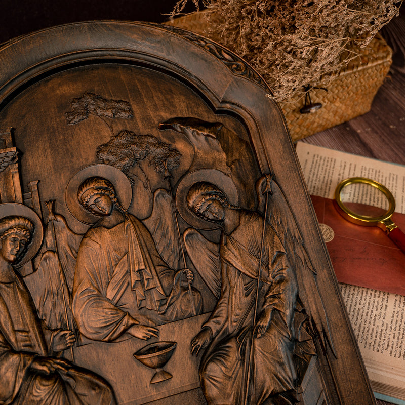 Orthodox Icon Holy Trinity  wooden carving gift