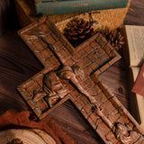 Bgcopper 6 inches Savior Jesus Cross Wood carving - Mini version