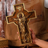 Ascension of Jesus wood carving cross