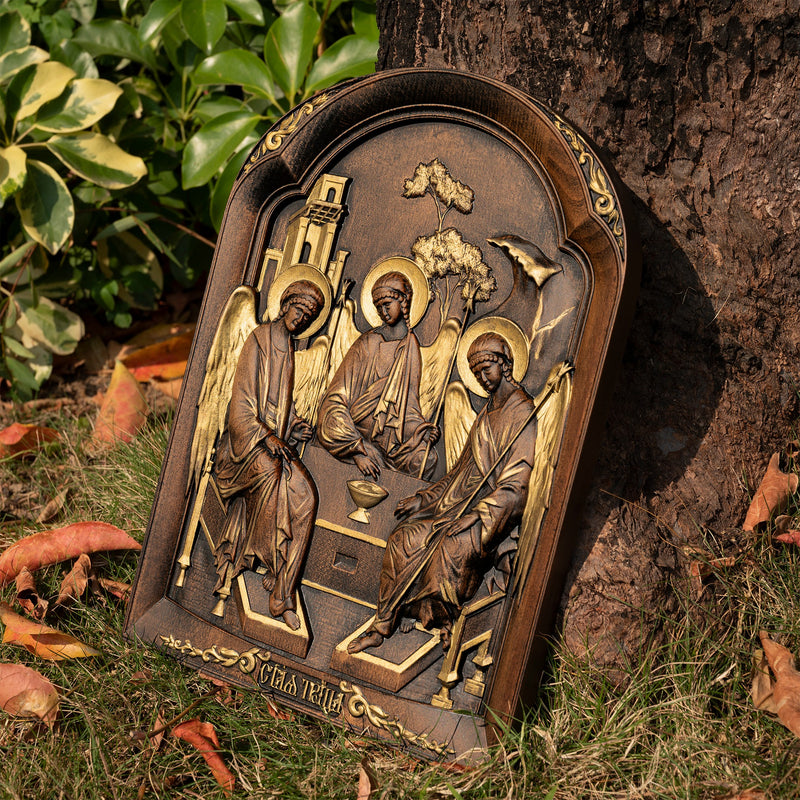 Orthodox Icon Holy Trinity  wooden carving gift
