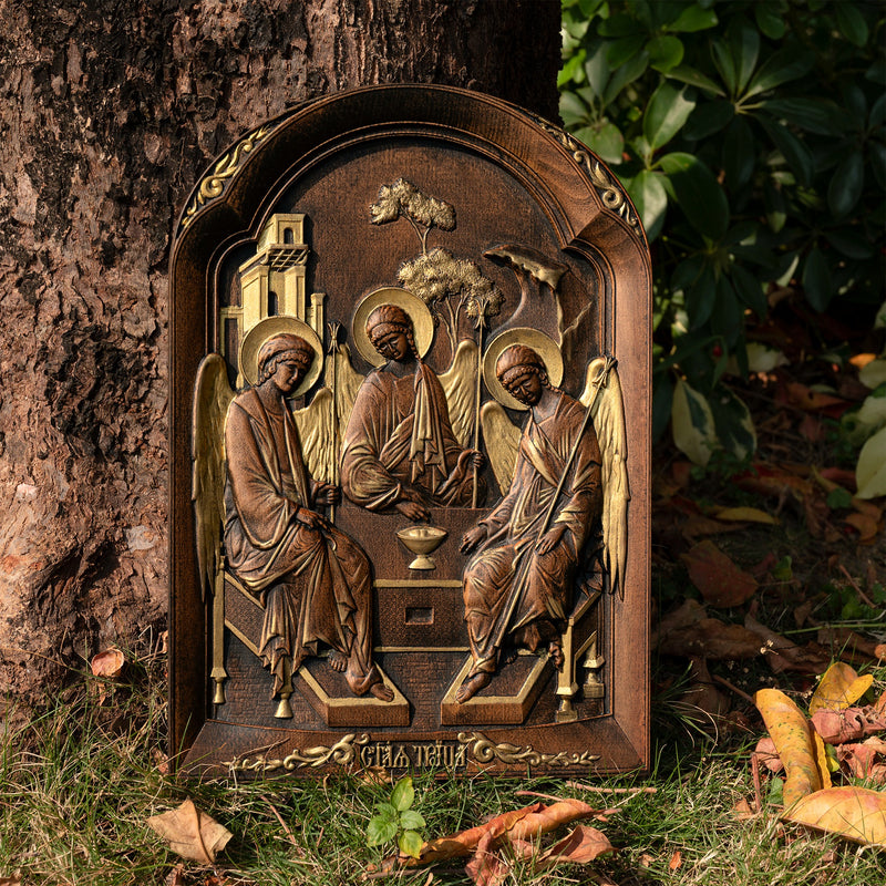 Orthodox Icon Holy Trinity  wooden carving gift