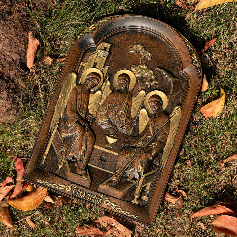 Orthodox Icon Holy Trinity  wooden carving gift