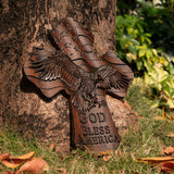 American Eagle Wooden Cross - God Bless America