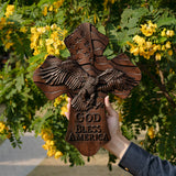 American Eagle Wooden Cross - God Bless America