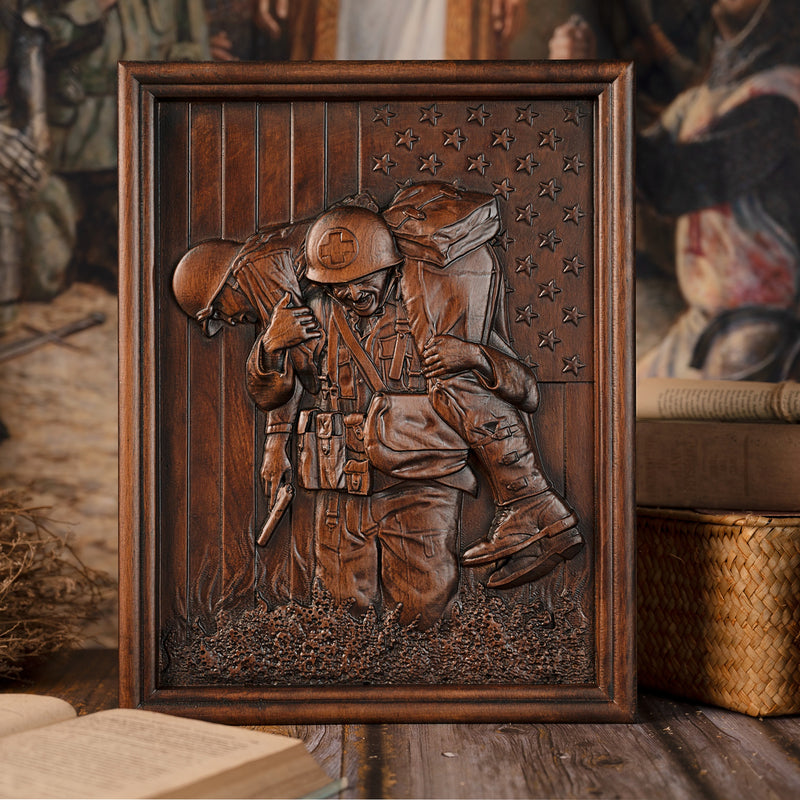 Bgcopper Usa Soldiers Brotherhood wood carving - Wall Hanging Art Work