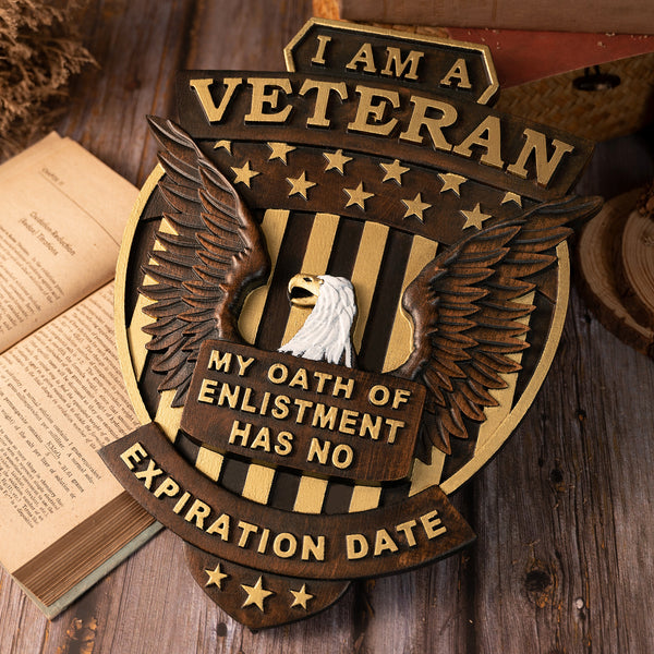 I Am a Veteran Wood Carving wall decoration - Best Veterans Day Gift