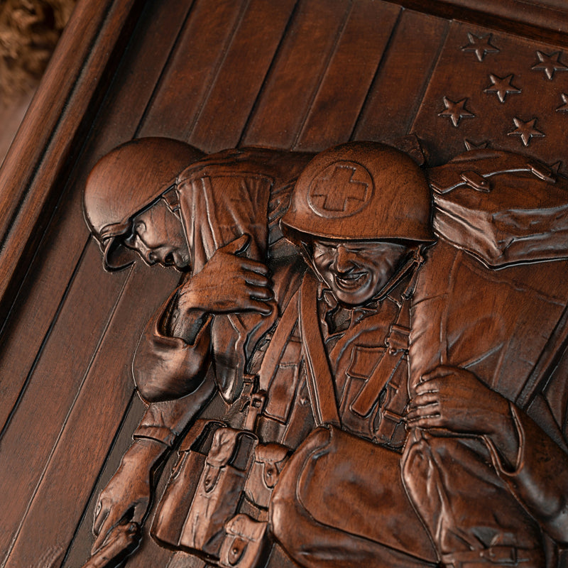 Bgcopper Usa Soldiers Brotherhood wood carving - Wall Hanging Art Work