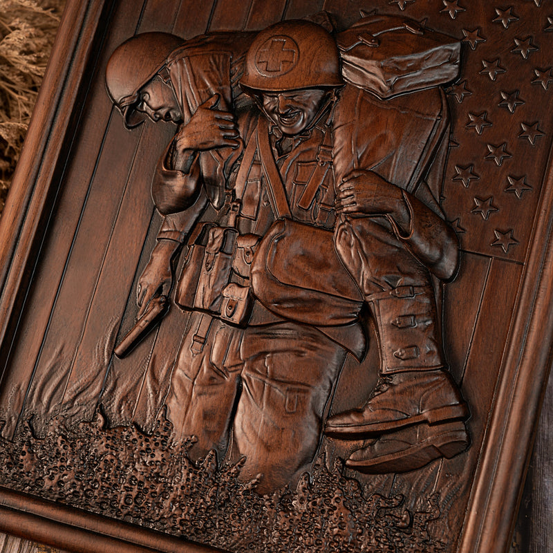 Bgcopper Usa Soldiers Brotherhood wood carving - Wall Hanging Art Work