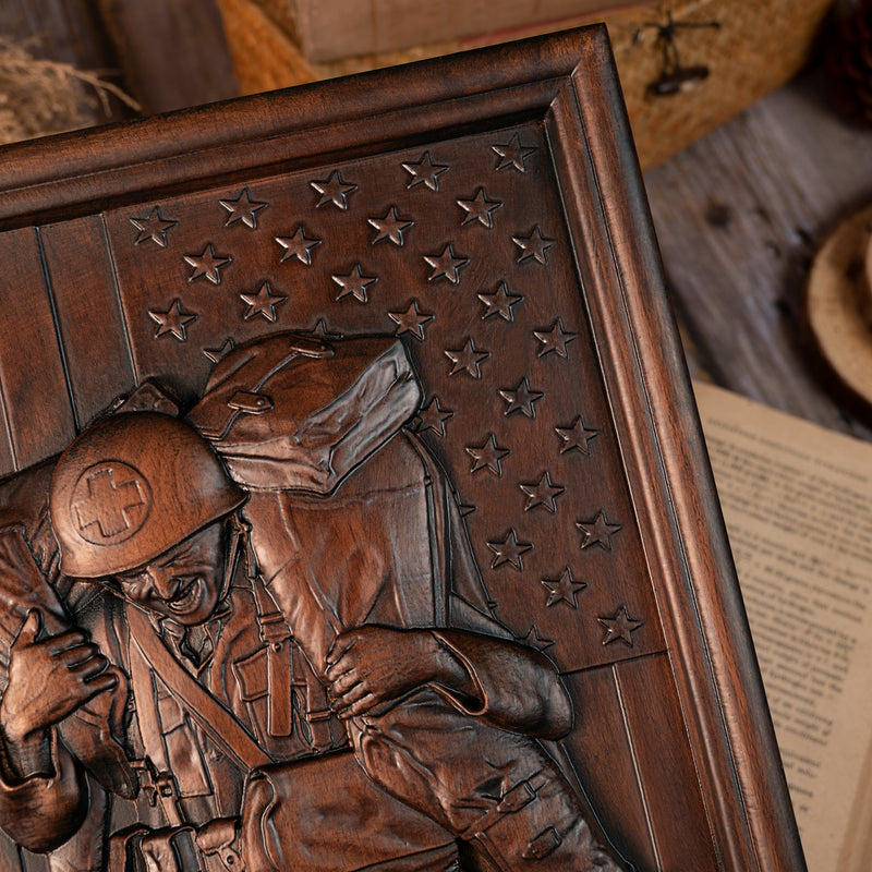 Bgcopper Usa Soldiers Brotherhood wood carving - Wall Hanging Art Work