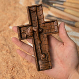 Bgcopper 6 inches Savior Jesus Cross Wood carving - Mini version