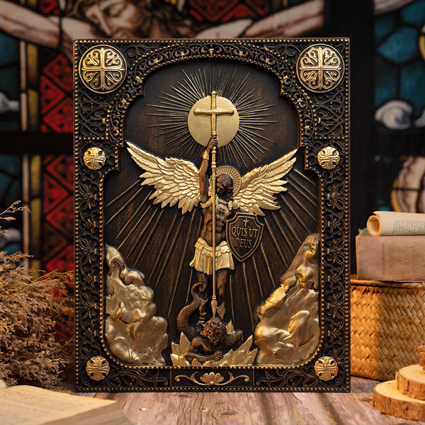 Bgcopper Archangel Michael Square Wooden Icon Religious Gifts - Best Wall Decor in 2022