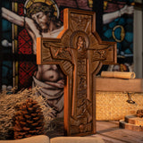 Bgcopper Ascension of Jesus wood carving cross