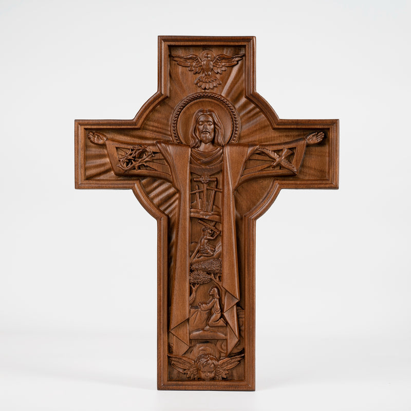 Bgcopper Ascension of Jesus wood carving cross - 2023 NEW VERSION