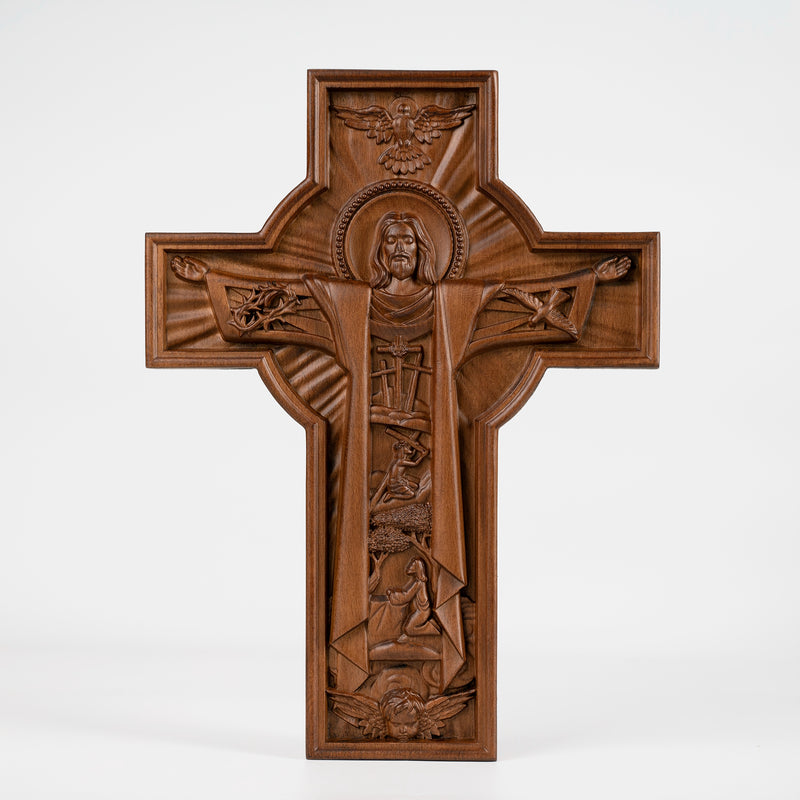 Bgcopper Ascension of Jesus wood carving cross