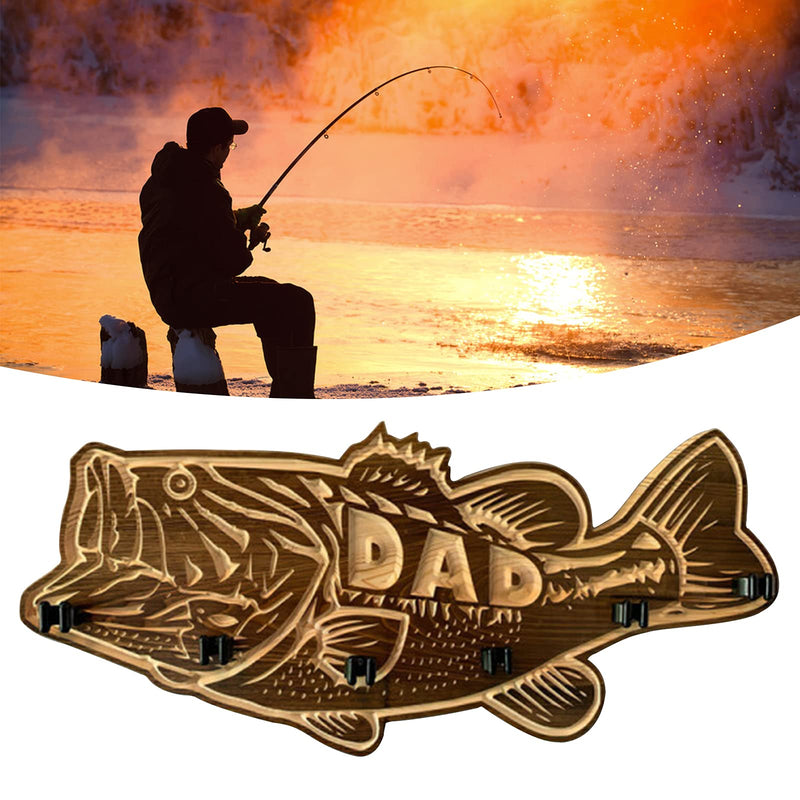 Father's Day Gift - Wood Bass Fishing Rod Holder