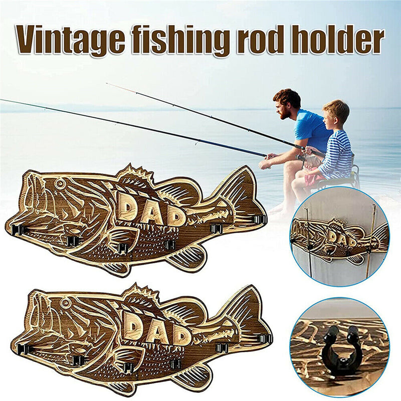 Father's Day Gift - Wood Bass Fishing Rod Holder