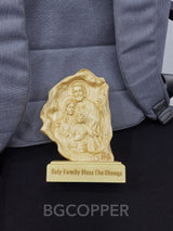 Southern European Boxwood Holy Family Blessing Ornament - Engraved with Your Surname