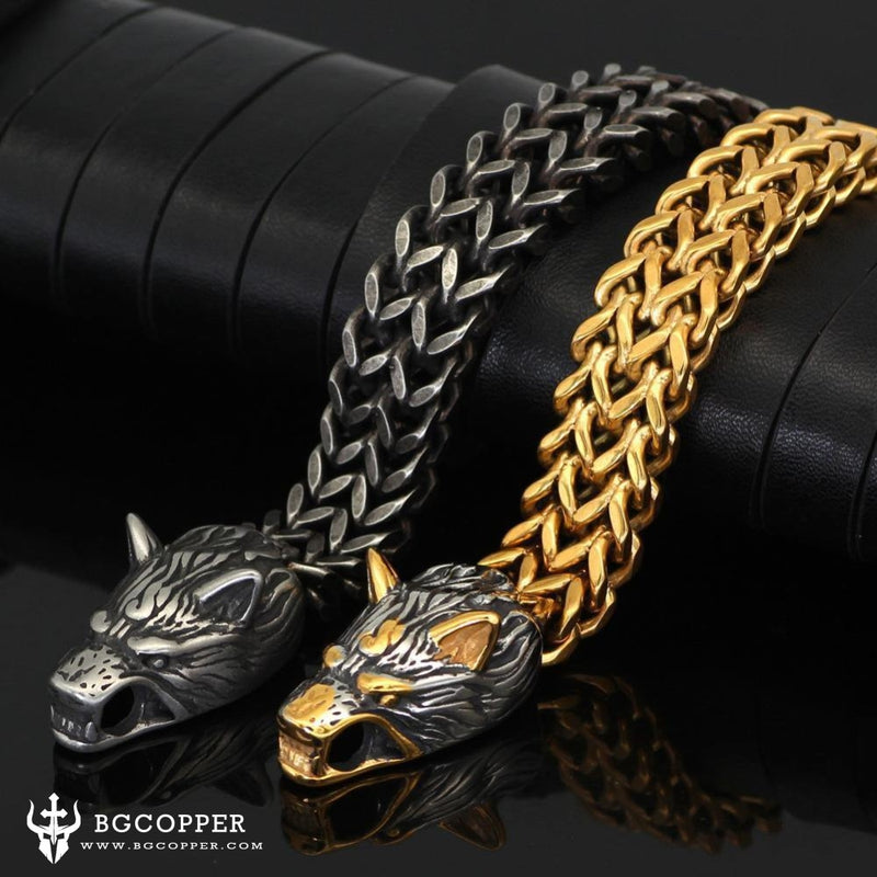 Buy Large Silver Viking Wolf Head Bracelet/torc Norse Mythology Fenrir Wolves  Bracelet Online in India - Etsy