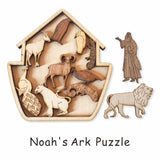 Noahs Ark Wood Brain Teaser Puzzles - Featuring Noah and Five Other Pairs of Animals From the Ark