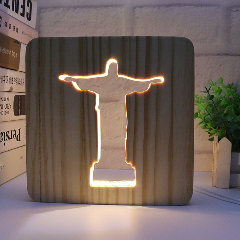 Jesus, Cross, Church, Holy spirit night light, religious wooden 3D mood light