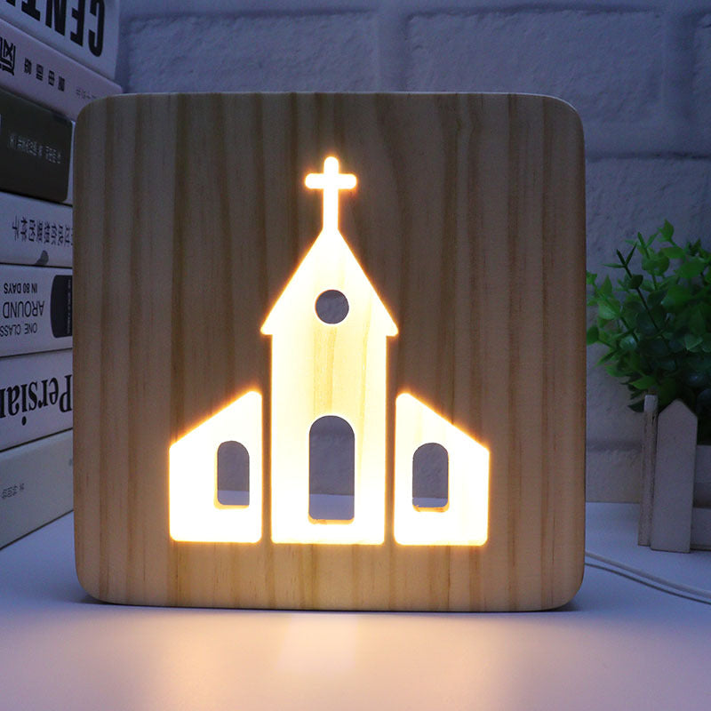 Jesus, Cross, Church, Holy spirit night light, religious wooden 3D mood light