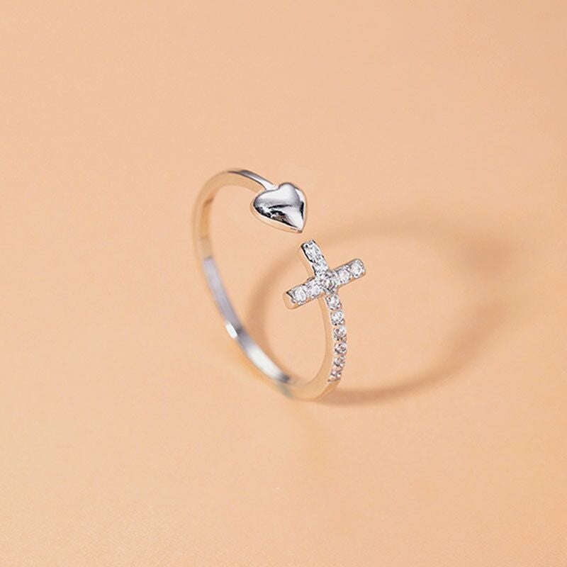 To My Daughter "Pray Through It" Heart and Cross Ring