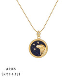 Brass Twelve Constellation Birthday Valentine's Day Wedding Anniversary Necklace - BGCOPPER