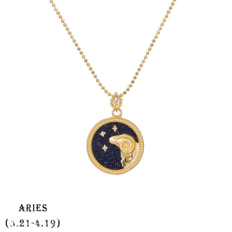 Brass Twelve Constellation Birthday Valentine's Day Wedding Anniversary Necklace - BGCOPPER