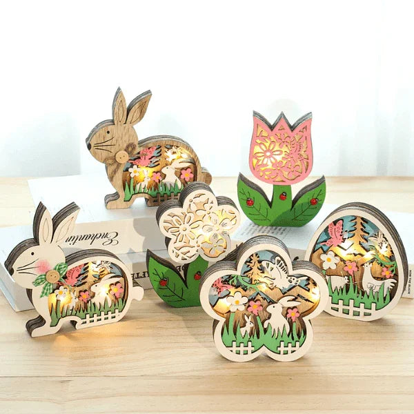 WOODEN EASTER DECOR LED LIGHT - BGCOPPER