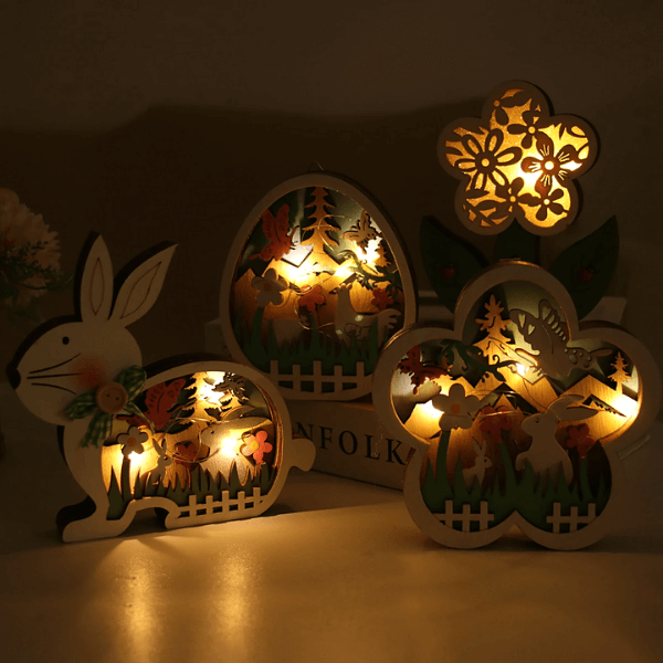 WOODEN EASTER DECOR LED LIGHT